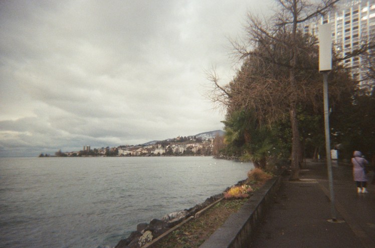A view alongside the lakeside looking north at Montreux. This picture has some colour in it!