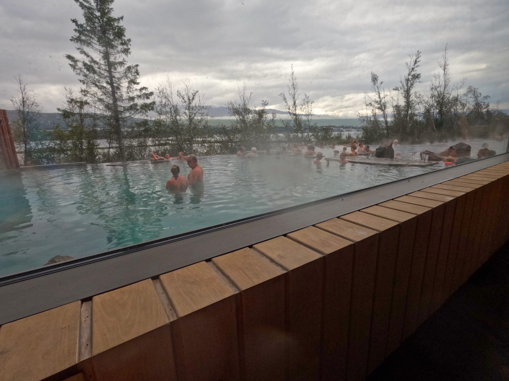 A view over the Forest Lagoon itself from inside the sauna.