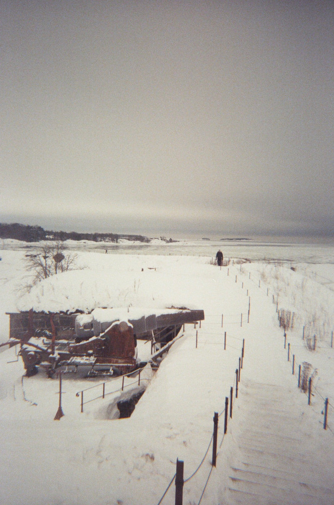 A view across Suomenlinna and the frozen sea from the walls that encircle the southernmost island of the archipelago.