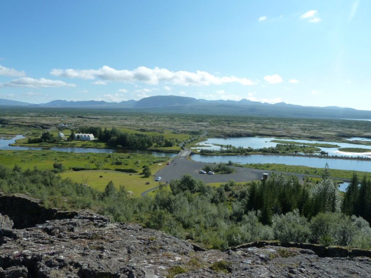 A view from the edge of the North American tectonic plate looking out into the rift valley & national park towards the Eurasian plate somewhere a little out of sight on the other side.