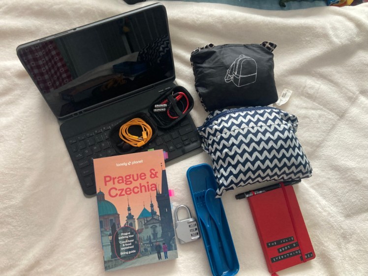 Miscellaneous - the things I forgot or which didn't fit in, like my tablet, guidebook, notebook, waterproofs and headphones.