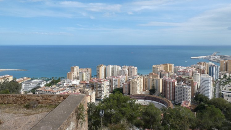Views over the eastern end of Malaga, including a hint of bull ring and a lot of Mediterranean from the Alcazaba.