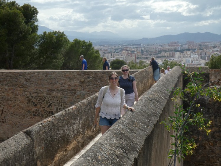 Catherine and Esther on the ramparts. I'm taking the picture from a tower just a little higher up than them.