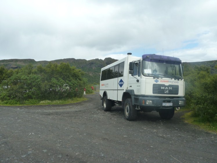 Our expedition truck, a kind of armoured minibus parked at Þórsmörk.