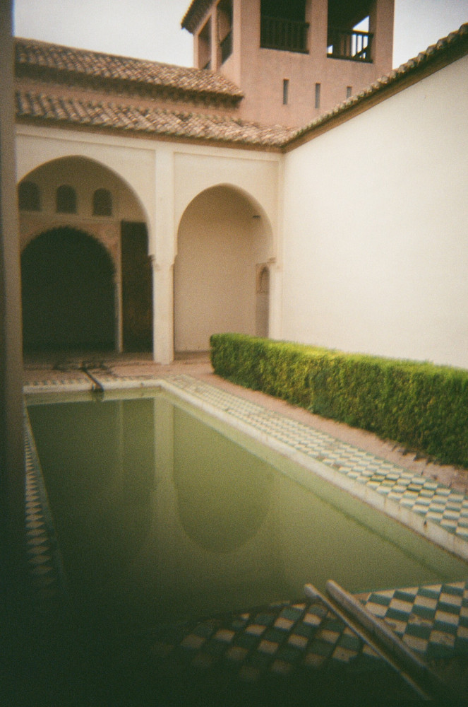 The pool in the upper courtyard at the Alczaba. It was quite green anyway but this picture makes it look almost apple green.