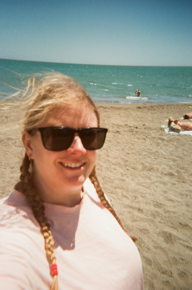 A second beach selfie, very similar to the first.