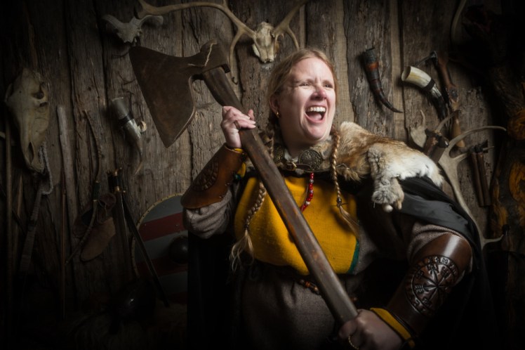 Roaring again, this time with a massive axe. The head of it is bigger than my head.