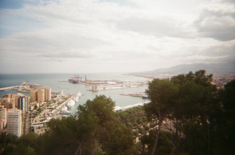 A view of the harbour, a bit overexposed, as seen from the Gibralfaro.