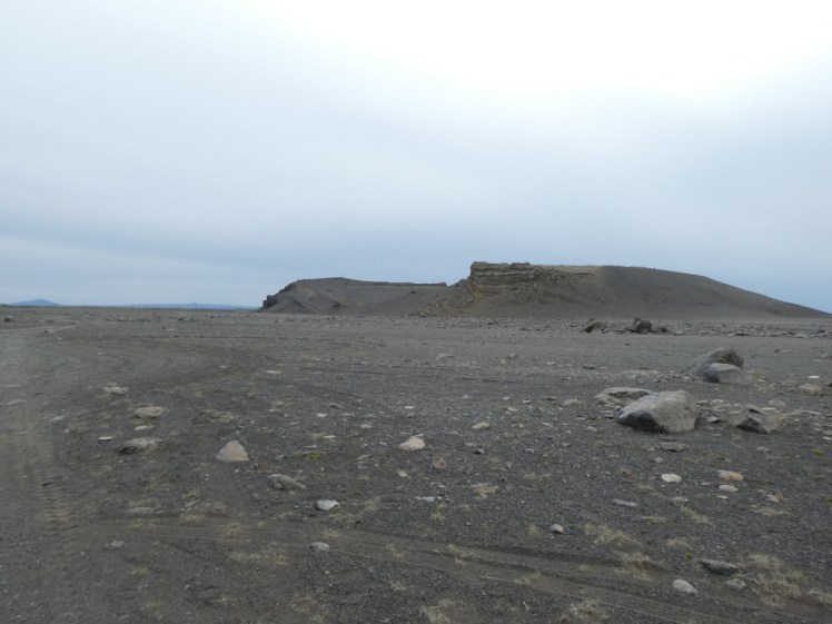 Hrossaborg, a big grey crater in a big grey dusty field. It's collapsed in the middle, turning it into a kind of enclosure, which is pretty much what its name means.