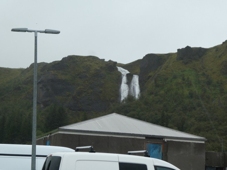 The waterfall over Kirkjubaejarklaustur as seen from my van after the swim, not being allowed to take a camera into public pools.