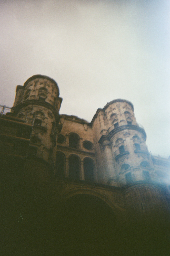 The frontage of the cathedral, also with light leaking.