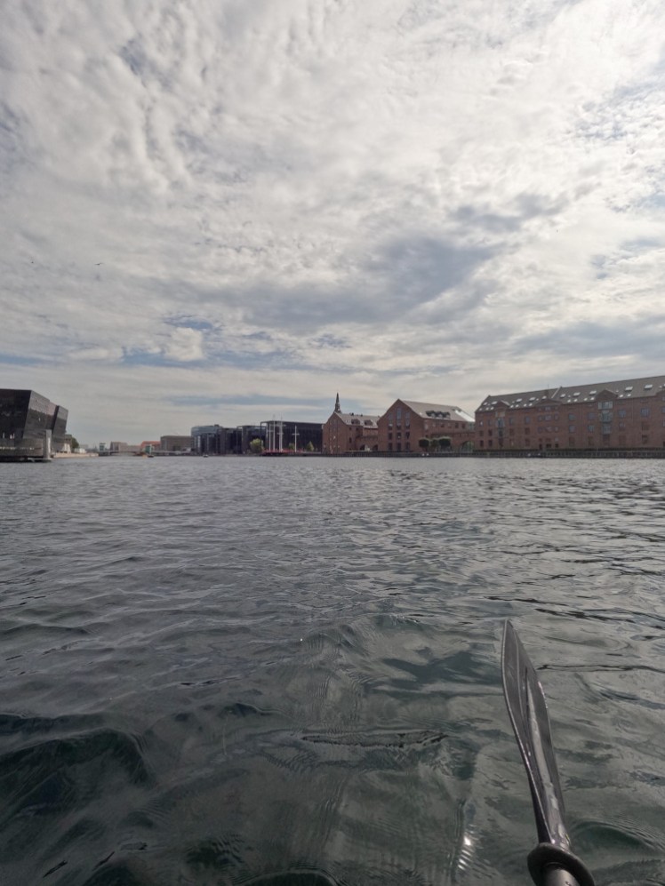 On the main river, which seems very wide. I have no idea what angle I managed to take this at because the only evidence of kayak is a single slim paddle blade.